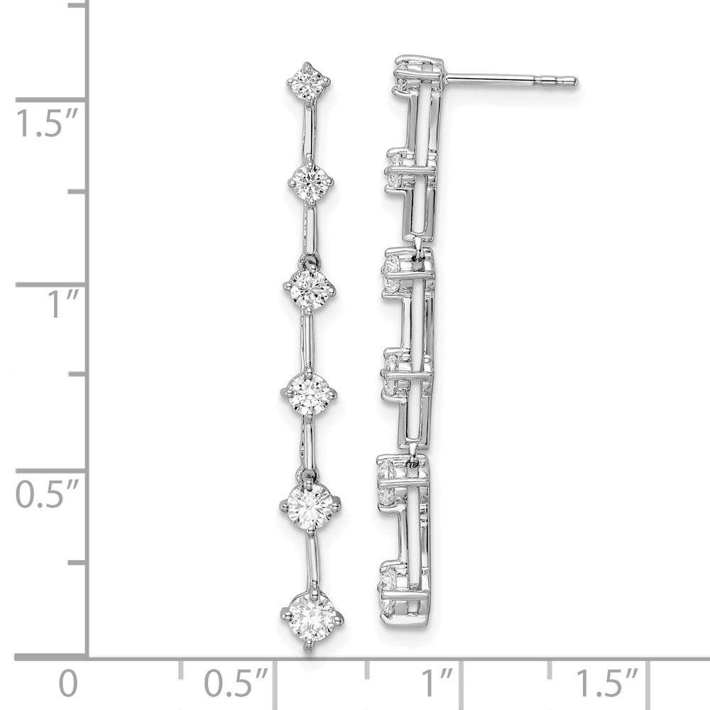 LGGE 14k White Gold 1 carat Lab Grown Diamond VS/SI+ G+ Complete Six Stone Dangle Post Earrings