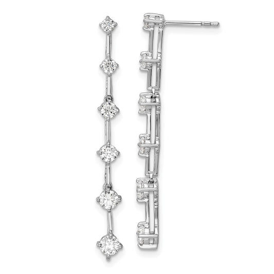 LGGE 14k White Gold 1 carat Lab Grown Diamond VS/SI+ G+ Complete Six Stone Dangle Post Earrings
