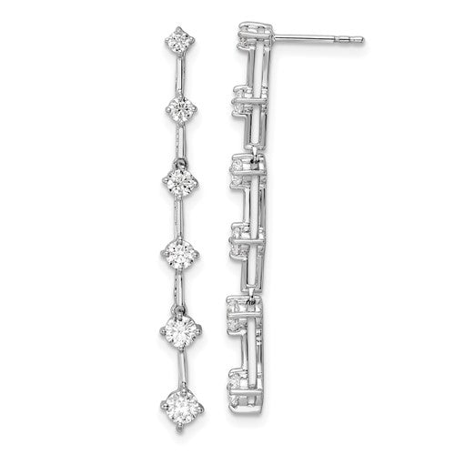 LGGE 14k White Gold 1 carat Lab Grown Diamond VS/SI+ G+ Complete Six Stone Dangle Post Earrings
