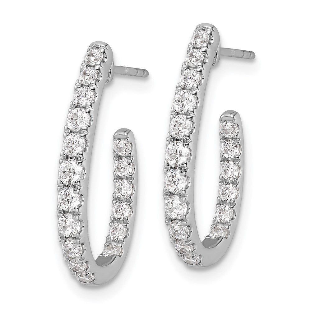 LGGE 14k White Gold 1 carat Lab Grown Diamond VS/SI+ G+ Complete In and Out J-Hoop Hoop Earrings