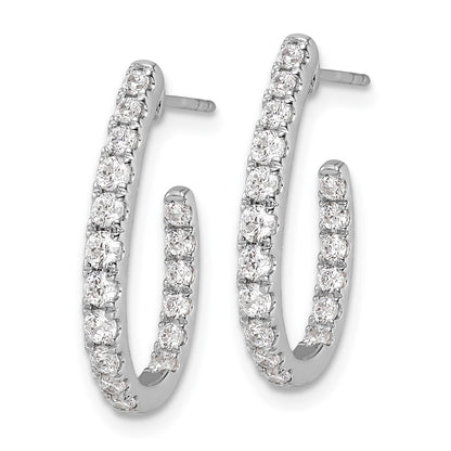 LGGE 14k White Gold 1 carat Lab Grown Diamond VS/SI+ G+ Complete In and Out J-Hoop Hoop Earrings