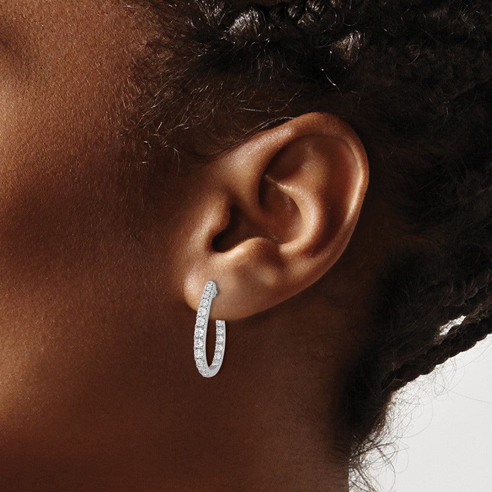 LGGE 14k White Gold 1 carat Lab Grown Diamond VS/SI+ G+ Complete In and Out J-Hoop Hoop Earrings