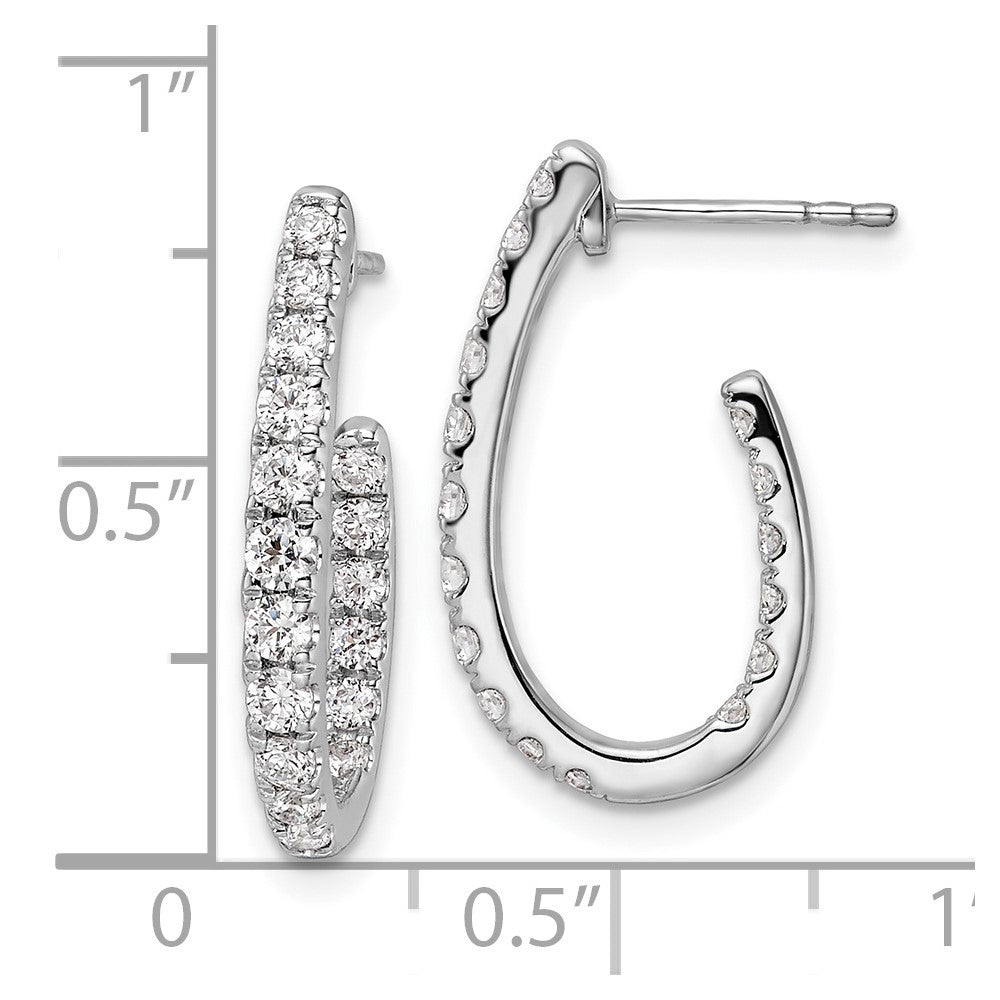 LGGE 14k White Gold 1 carat Lab Grown Diamond VS/SI+ G+ Complete In and Out J-Hoop Hoop Earrings