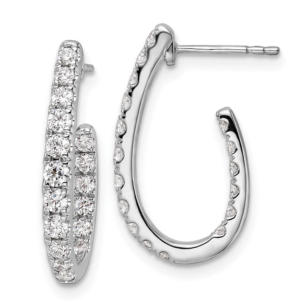 LGGE 14k White Gold 1 carat Lab Grown Diamond VS/SI+ G+ Complete In and Out J-Hoop Hoop Earrings