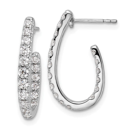 LGGE 14k White Gold 1 carat Lab Grown Diamond VS/SI+ G+ Complete In and Out J-Hoop Hoop Earrings