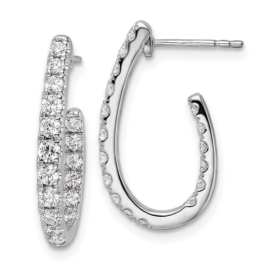 LGGE 14k White Gold 1 carat Lab Grown Diamond VS/SI+ G+ Complete In and Out J-Hoop Hoop Earrings