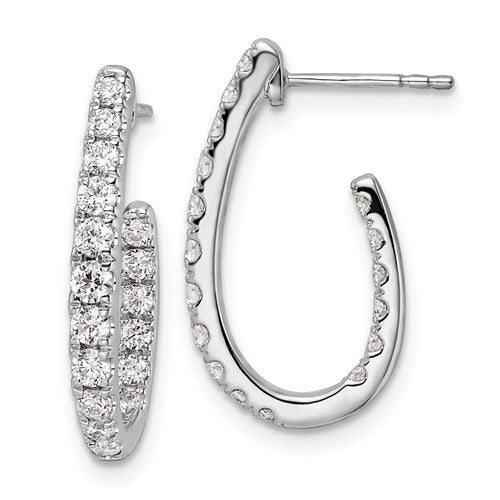 LGGE 14k White Gold 1 carat Lab Grown Diamond VS/SI+ G+ Complete In and Out J-Hoop Hoop Earrings