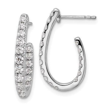 LGGE 14k White Gold 1 carat Lab Grown Diamond VS/SI+ G+ Complete In and Out J-Hoop Hoop Earrings