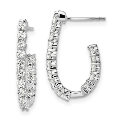 LGWE 14k White Gold 1 carat Lab Grown Diamond VS/SI+ G+ Complete In and Out J-Hoop Hoop Earrings