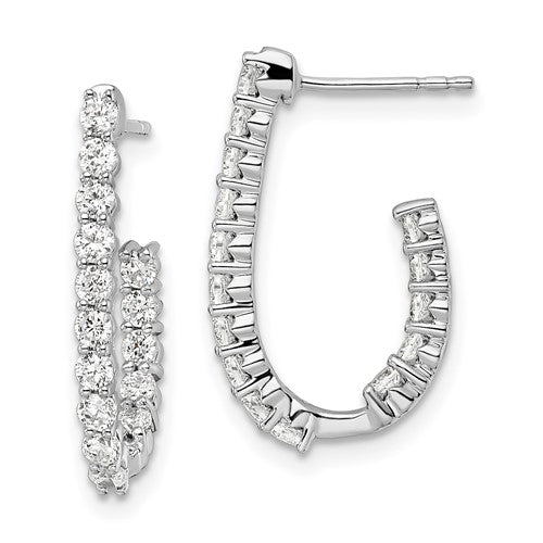 LGWE 14k White Gold 1 carat Lab Grown Diamond VS/SI+ G+ Complete In and Out J-Hoop Hoop Earrings