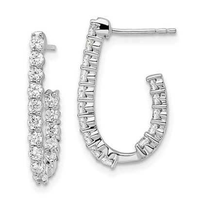 LGWE 14k White Gold 1 carat Lab Grown Diamond VS/SI+ G+ Complete In and Out J-Hoop Hoop Earrings