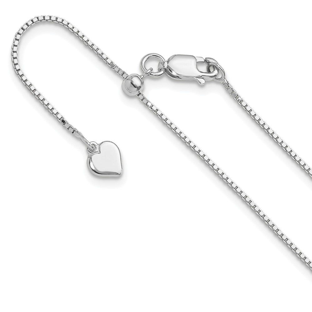SSC Sterling Silver Rhodium-plated Adjustable .95mm Box Chain