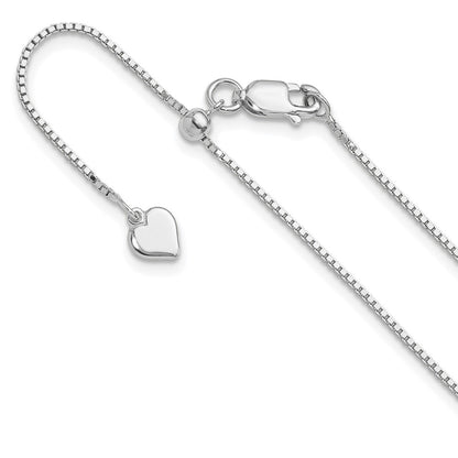 SSC Sterling Silver Rhodium-plated Adjustable .95mm Box Chain