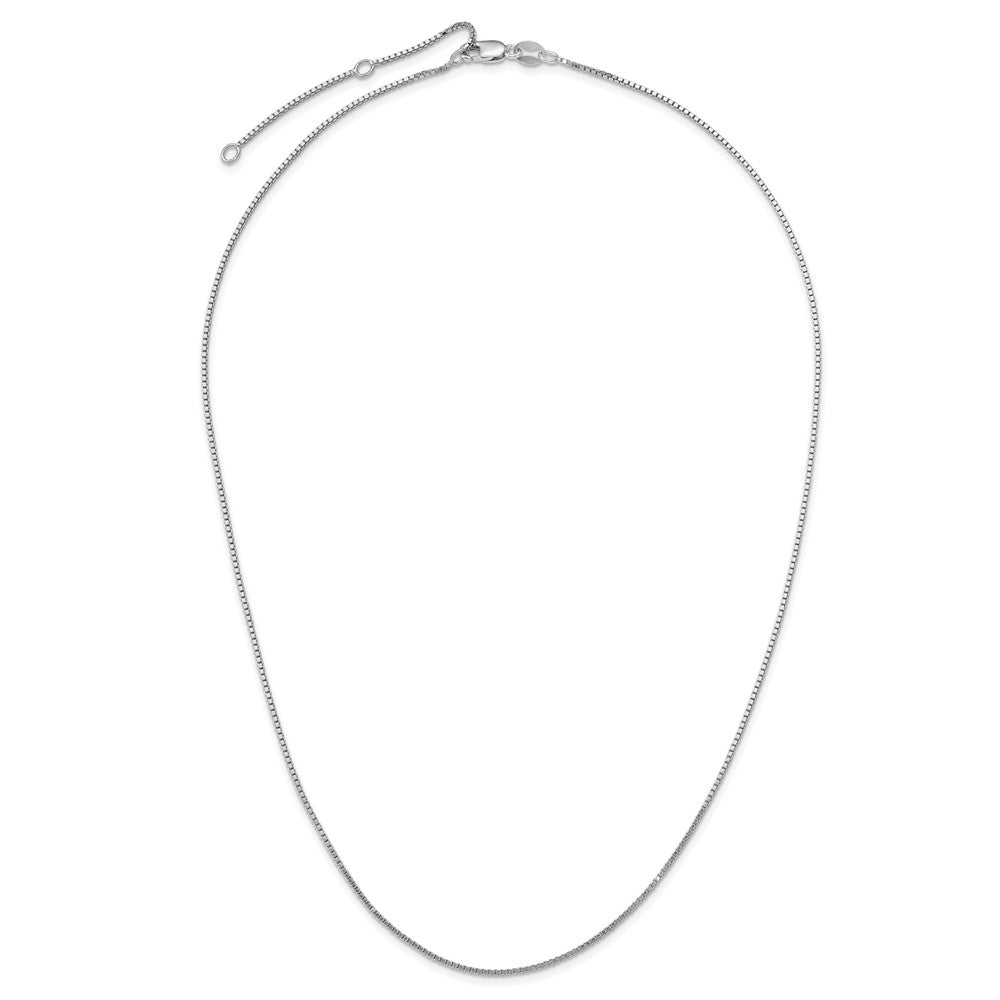 SSC SS Rh-plated .95mm Box 1in+1in Adjustable Chain