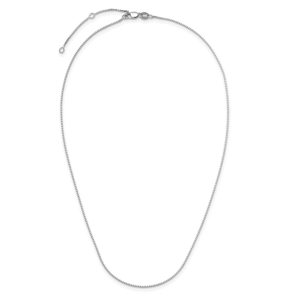 SSC SS Rh-plated .85mm Box 1in+1in Adjustable Chain