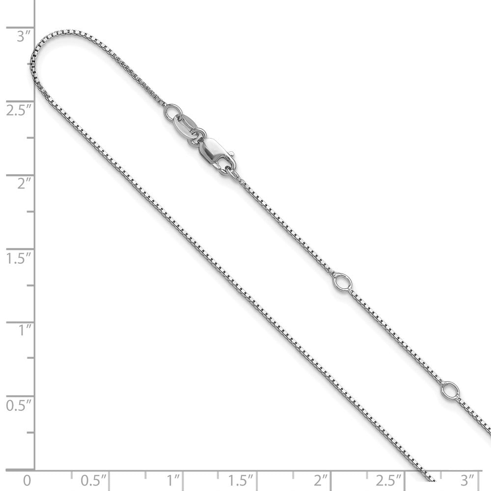 SSC SS Rh-plated .85mm Box 1in+1in Adjustable Chain