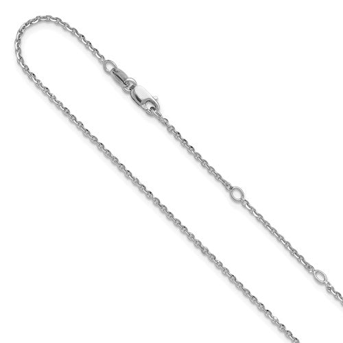 SSC SS Rh-plate Polish/Dia-cut 1.45mm Cable 1in+1in Adjustable Chain