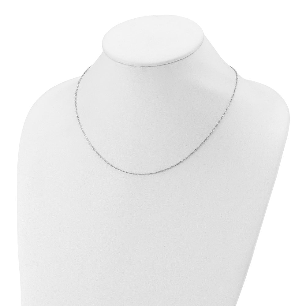 SSC SS Rh-plat Polished/Dia-cut 1.4mm Cable 1in+1in Adjustable Chain