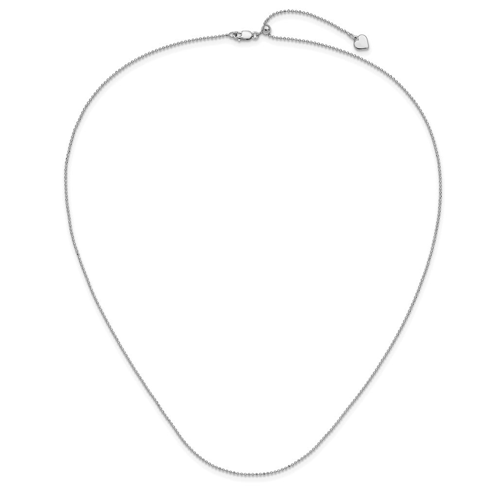 Sterling Silver Rh-plated Polished/Diamond-cut Adjustable Chain