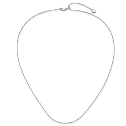 Sterling Silver Rh-plated Polished/Diamond-cut Adjustable Chain