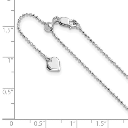 Sterling Silver Rh-plated Polished/Diamond-cut Adjustable Chain