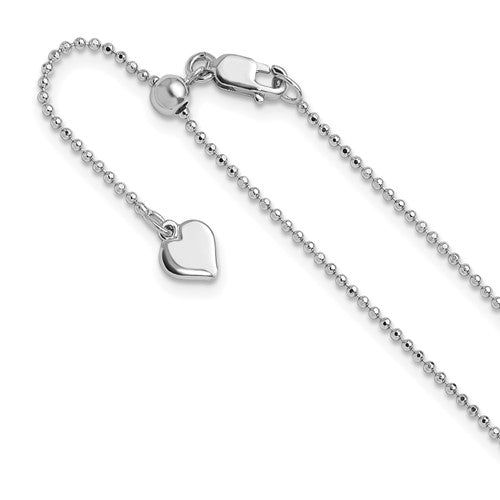 SSC Sterling Silver Rh-plated Polished/Diamond-cut Adjustable Chain