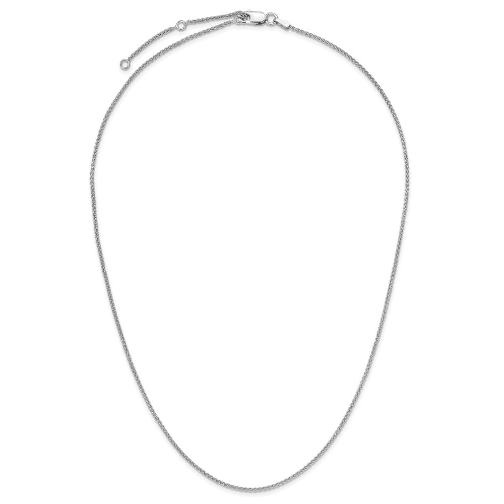 Sterling Silver Rh-plated 1.3mm Spiga 1in+1in Adjustable Chain