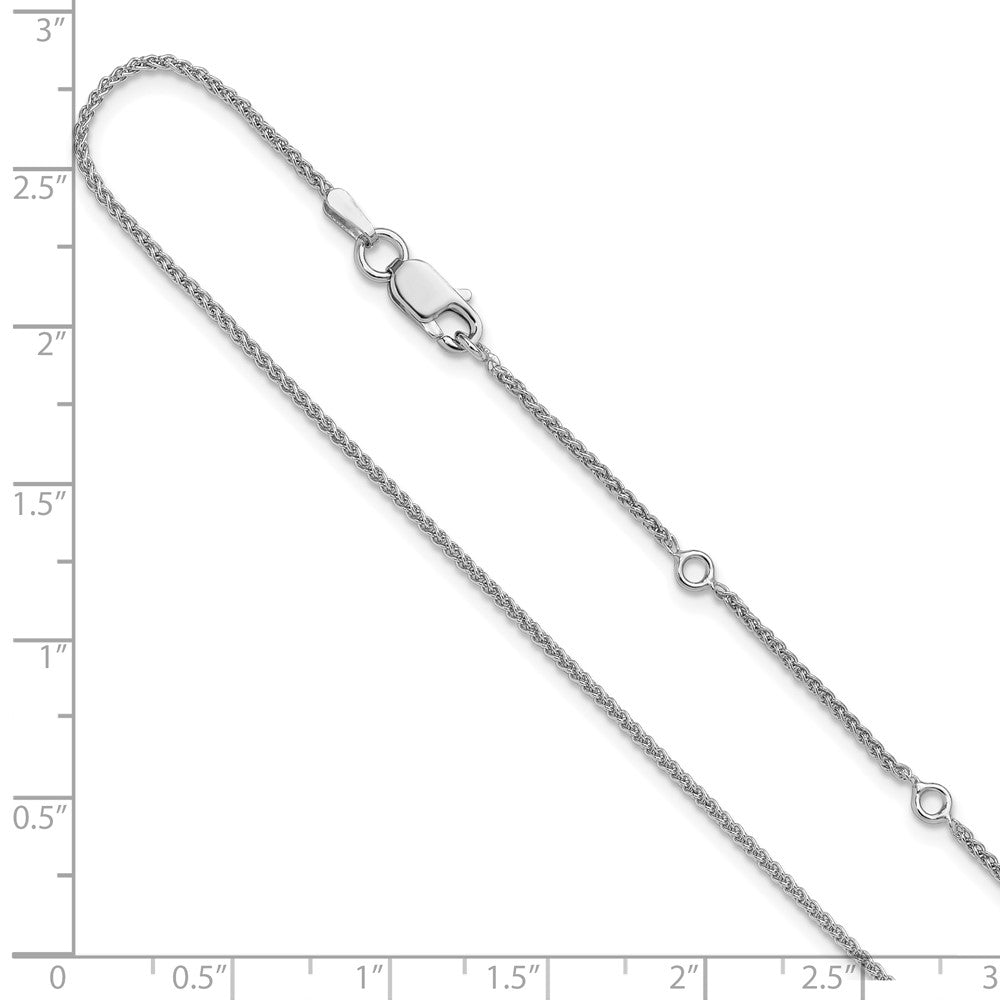 SSC Sterling Silver Rh-plated 1.3mm Spiga 1in+1in Adjustable Chain