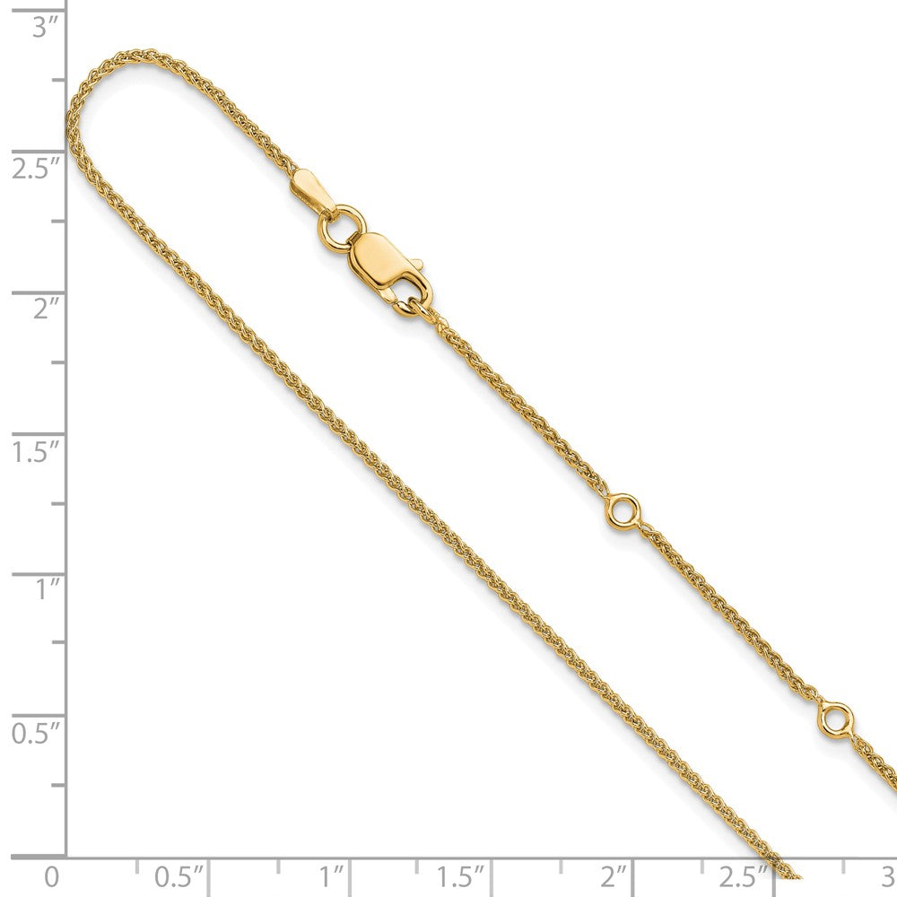 Sterling Silver Gold-plated 1.3mm Spiga 1in+1in Adjustable Chain