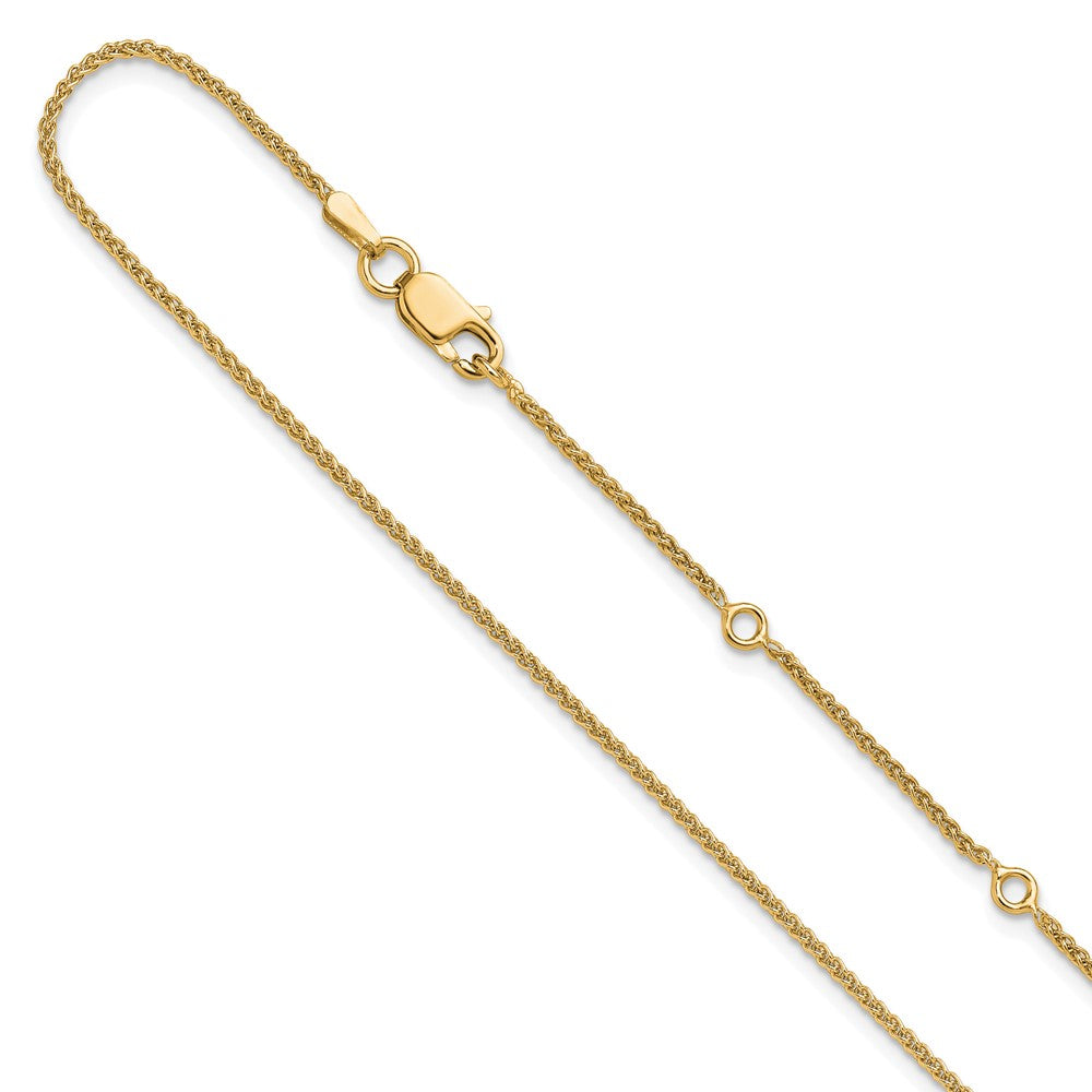 Sterling Silver Gold-plated 1.3mm Spiga 1in+1in Adjustable Chain