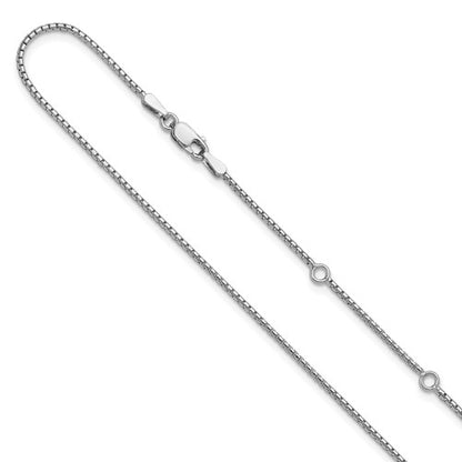 SSC Sterling Silver Rh-plated 1.25mm Round Box 1in+1in Adj. Chain