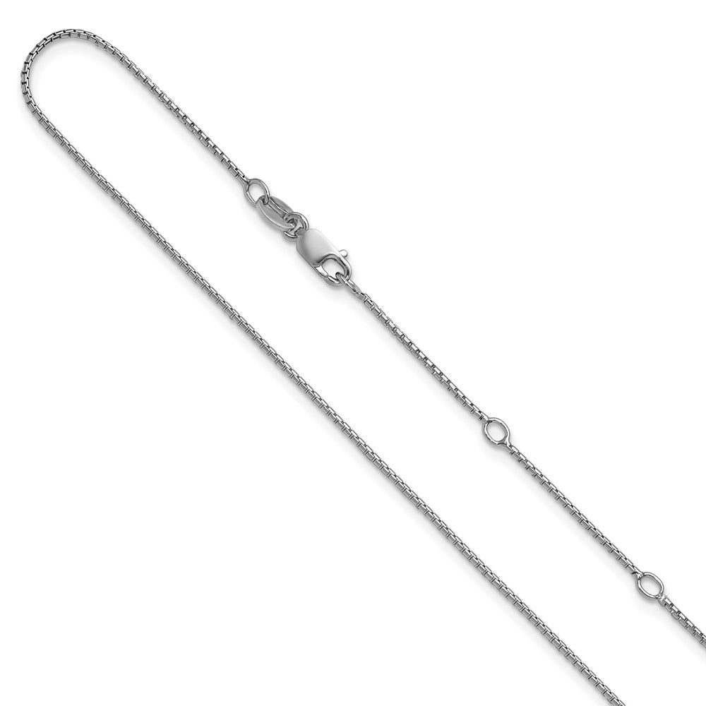 SSC Sterling Silver Rh-plated .95mm Round Box 1in+1in Adj. Chain