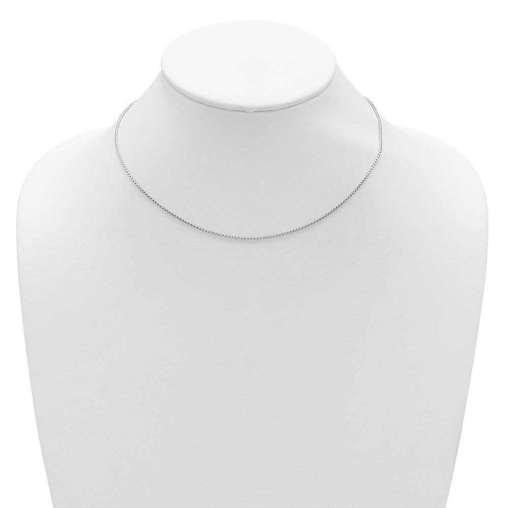 SSC Sterling Silver Rh-plated 1.3mm Round Box 1in+1in Adj. Chain