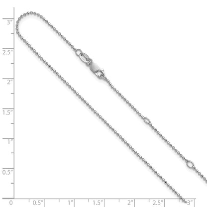 Sterling Silver Rh-plated 1.5mm Round Box 1in+1in Adj. Chain