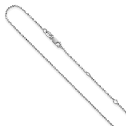 Sterling Silver Rh-plated 1.5mm Round Box 1in+1in Adj. Chain