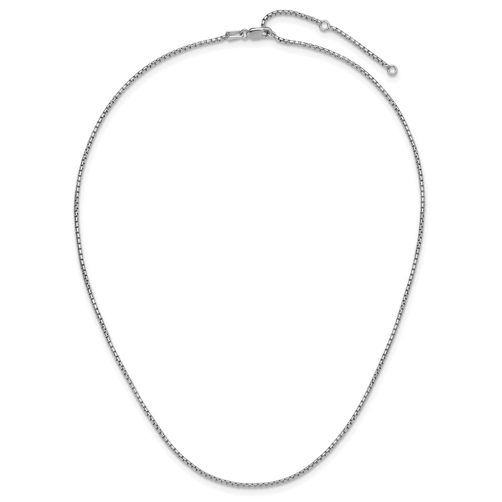 Sterling Silver Rh-plated 1.2mm Diamond-cut 1in+1in Adjustable Cha