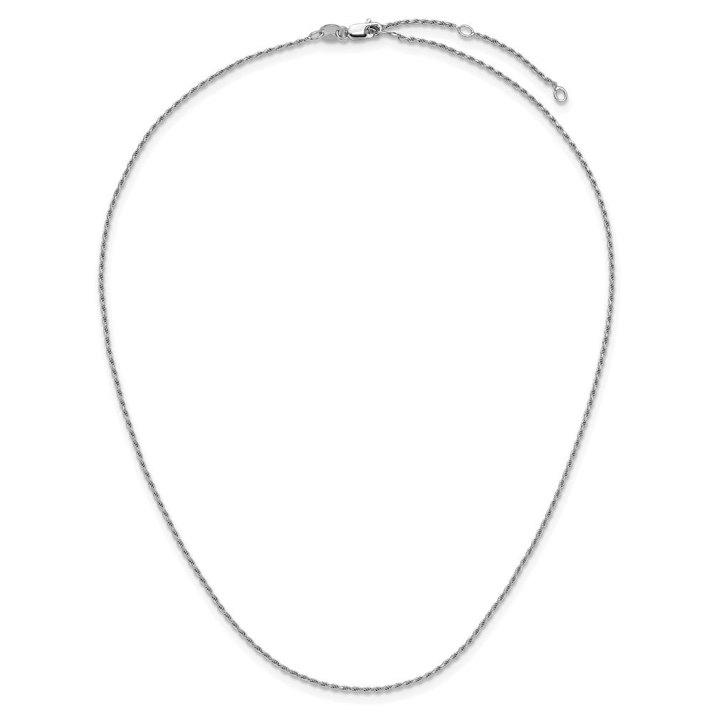 SSC Sterling Silver RH-plt 1.2mm D/C Rope 1in+1in Adjustable Chain