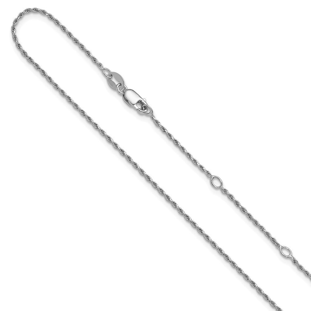 SSC Sterling Silver RH-plt 1.2mm D/C Rope 1in+1in Adjustable Chain