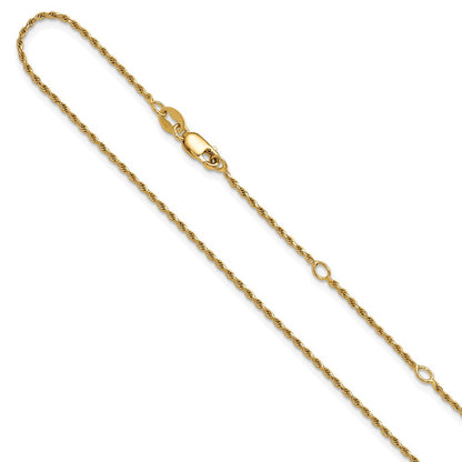 Sterling Silver Gold-plated 1.2mm D/C Rope 1in+1in Adjustable Chai