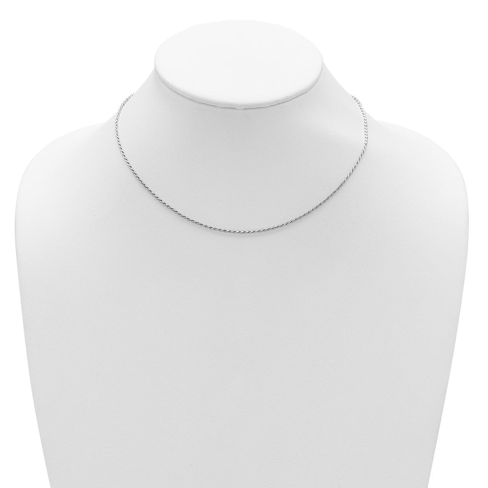 SSC Sterling Silver RH-plt 1.4mm D/C Rope 1in+1in Adjustable Chain