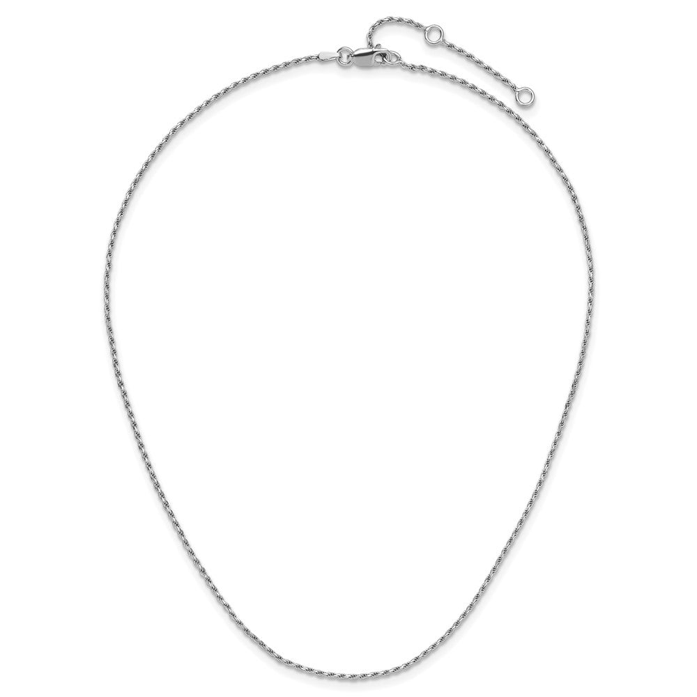 SSC Sterling Silver RH-plt 1.4mm D/C Rope 1in+1in Adjustable Chain