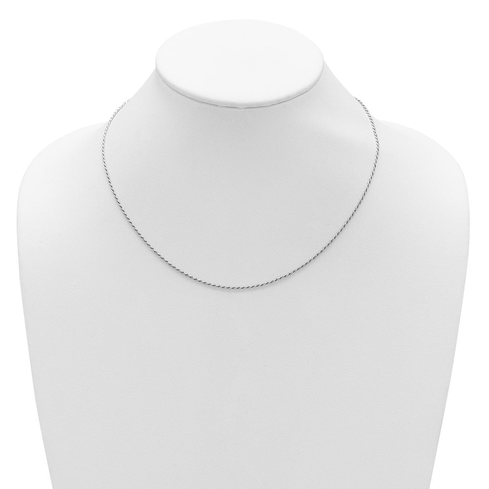 SSC Sterling Silver RH-plt 1.4mm D/C Rope 1in+1in Adjustable Chain