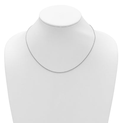 SSC Sterling Silver RH-plt 1.4mm D/C Rope 1in+1in Adjustable Chain