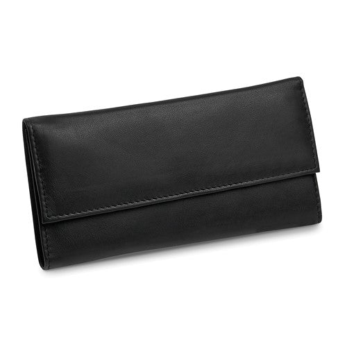 JW Black Leather Magnetic Closure Slim Jewelry Wallet