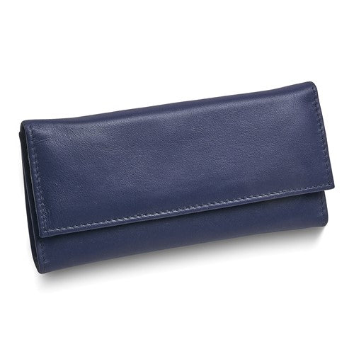 JW Blue Leather Magnetic Closure Slim Jewelry Wallet