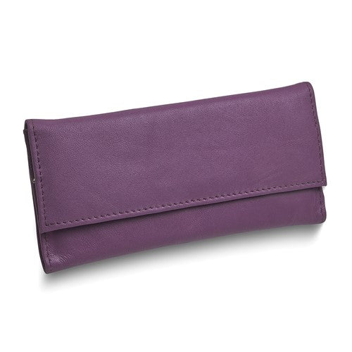 JW Purple Leather Magnetic Closure Slim Jewelry Wallet