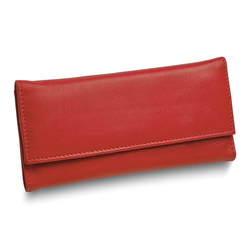 JW Red Leather Magnetic Closure Slim Jewelry Wallet