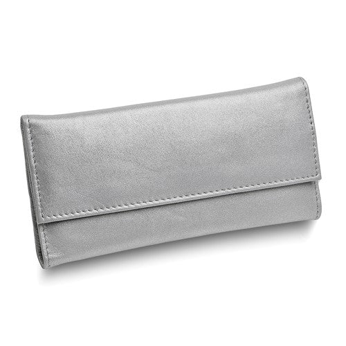 JW Silver Leather Magnetic Closure Slim Jewelry Wallet