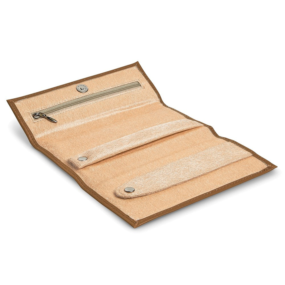 JW Tan Leather Magnetic Closure Slim Jewelry Wallet