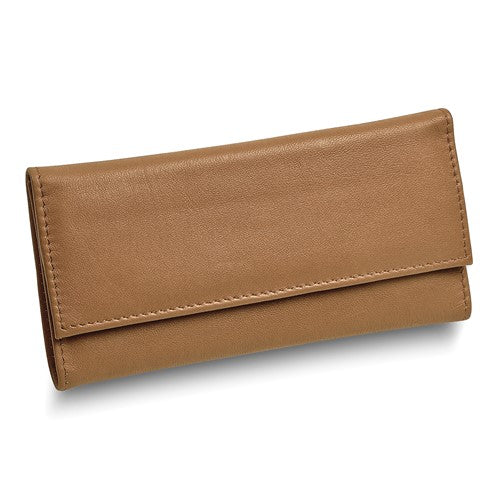 JW Tan Leather Magnetic Closure Slim Jewelry Wallet